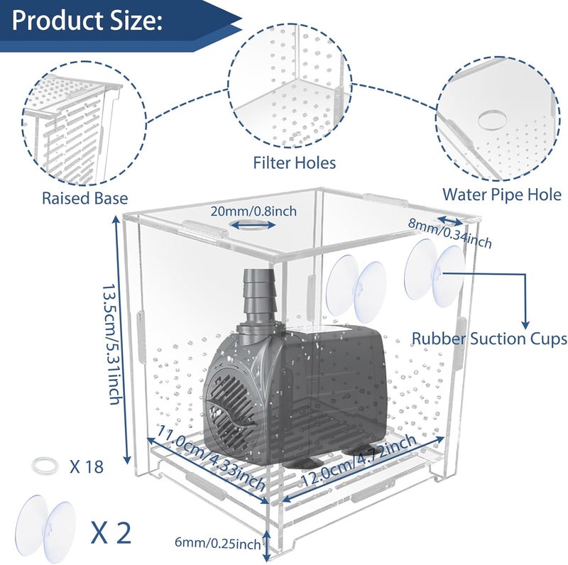 PILISPARK Small Pond Pump Cover, Fish Water Tank Protective Case, Acrylic Protective Cover For Outdoor Pond Filter, Water Filter Pump, Outdoor Pond, Garden, Swimming Pool, Fish Tank (4.3 “X3.5 ”X5.1") - Image 5